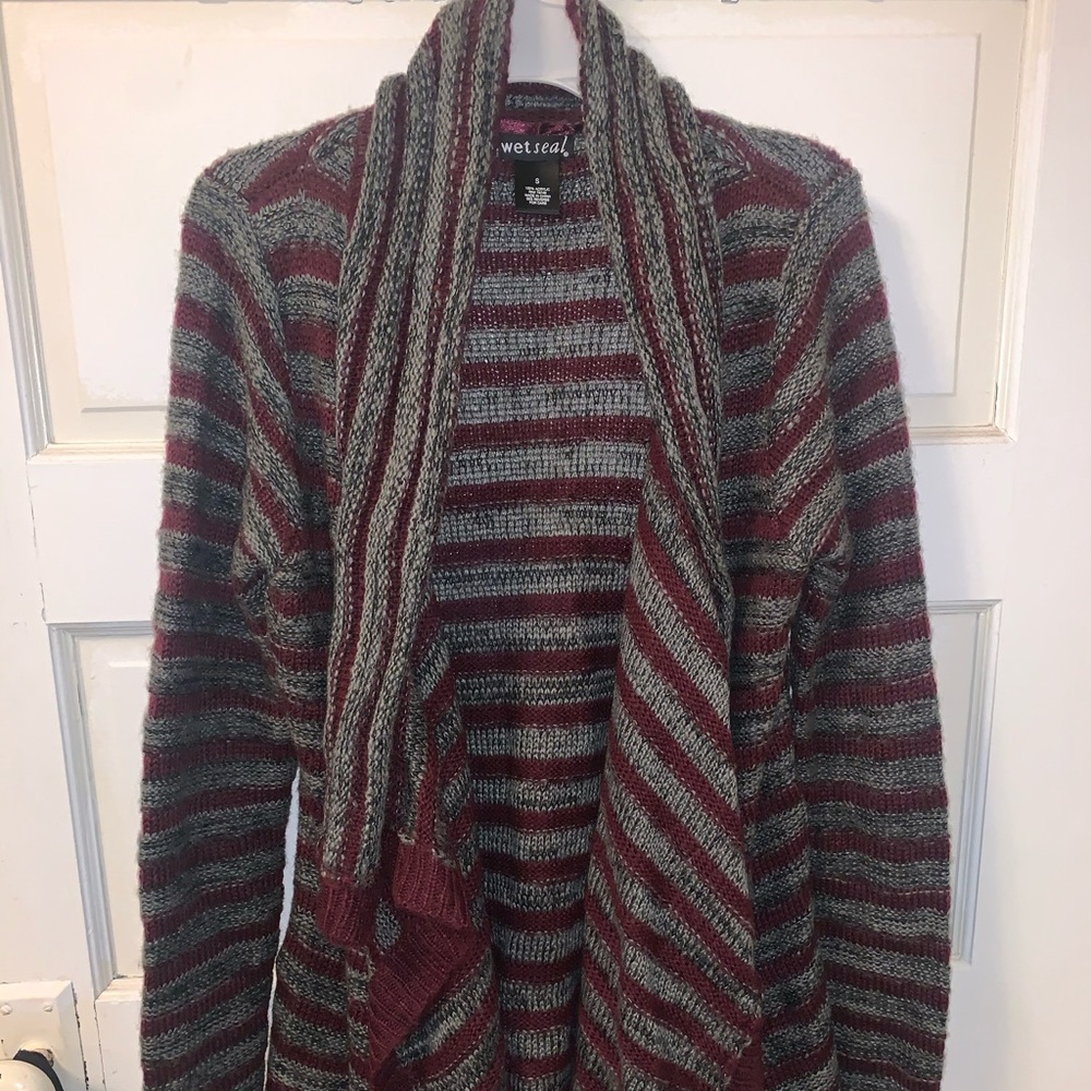 Grey and purple cardigan